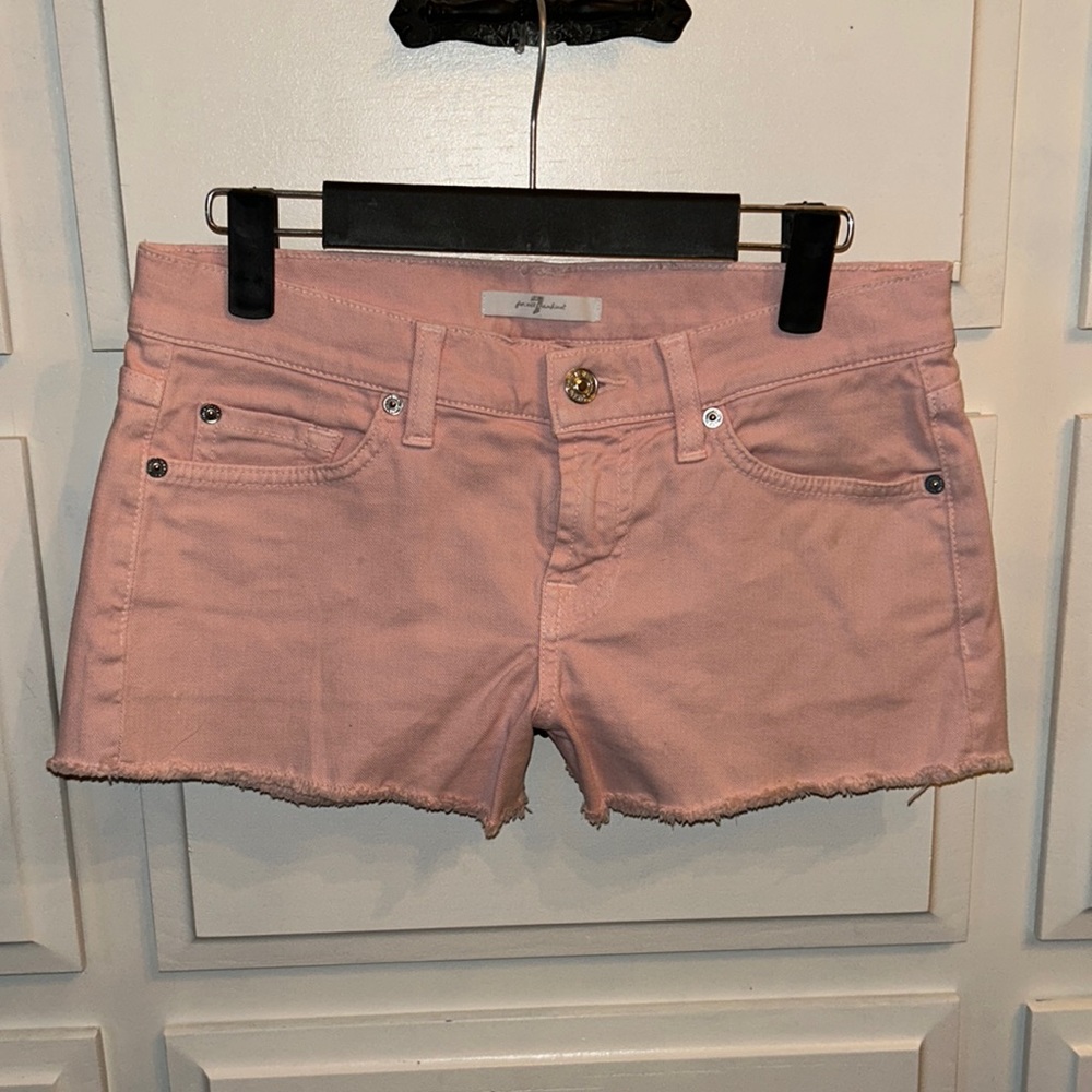 7 FOR ALL MANKIND WOMEN’S PINK DENIM SHORTS SZ 26
